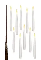 anna`s collection LED Kaarsen Zwevend Wit met Toverstok, Draad en Haken | 15cm 1