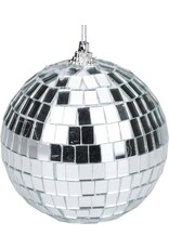 Decoris Kerstbal Discobal kunststof zilver 6cm
