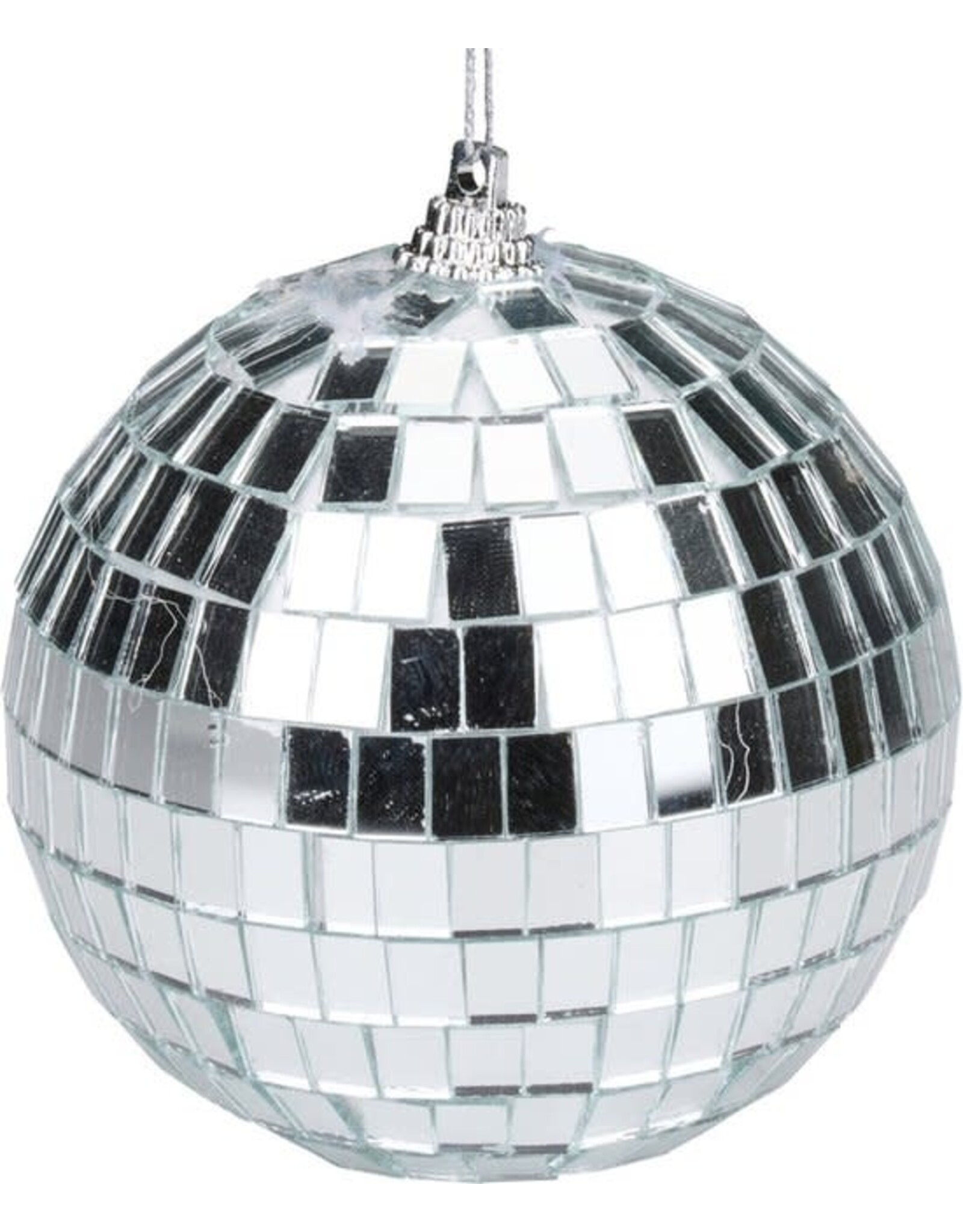 Decoris Kerstbal Discobal kunststof zilver 6cm