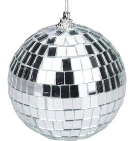 Decoris Kerstbal Discobal kunststof zilver 6cm