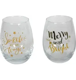 Glas met print goud 350 ml 2 stuks