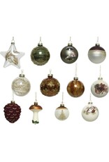Decoris Decoris Luxe kerstballen mix glas assorti van natuur tinten