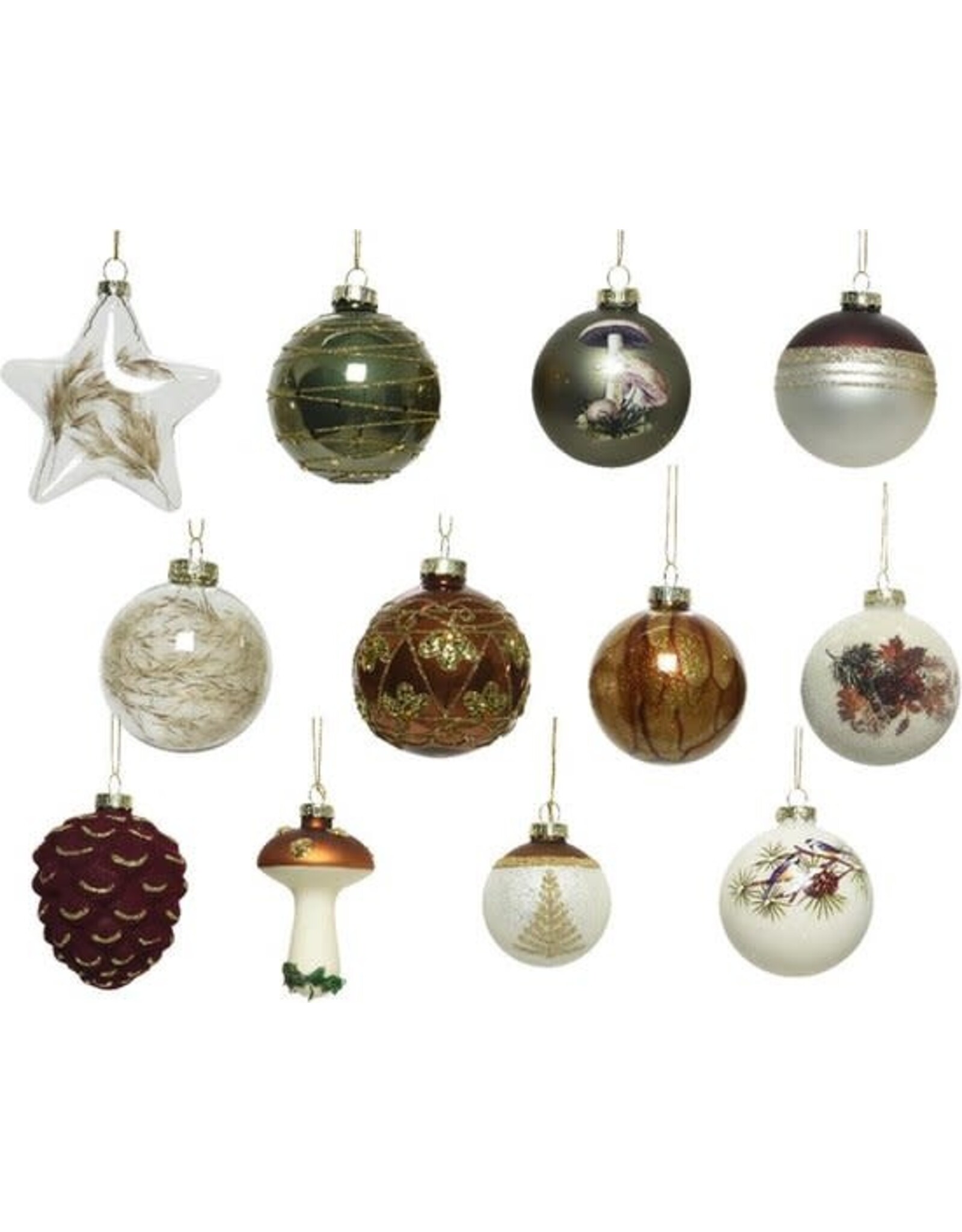 Decoris Decoris Luxe kerstballen mix glas assorti van natuur tinten