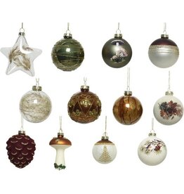Decoris Decoris Luxe kerstballen mix glas assorti van natuur tinten