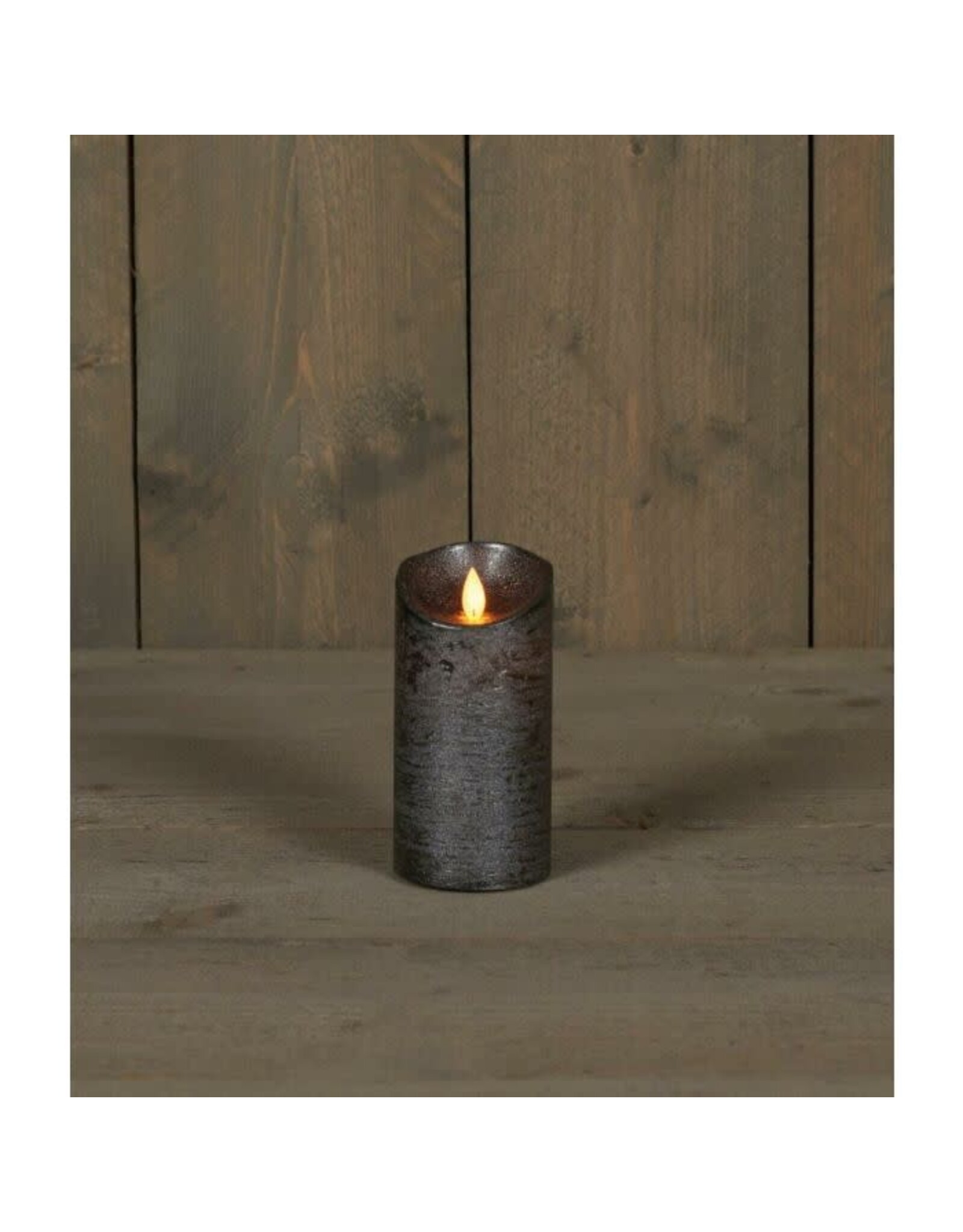 anna`s collection LED-kaars rustiek bewegende vlam antraciet 15 cm - Anna's Collection