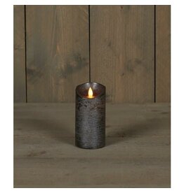 anna`s collection LED-kaars rustiek bewegende vlam antraciet 15 cm - Anna's Collection
