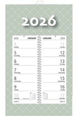 MGP CARDS MGPcards - Omlegweekkalender 2026  - 21 x 34 cm - Grijs groen