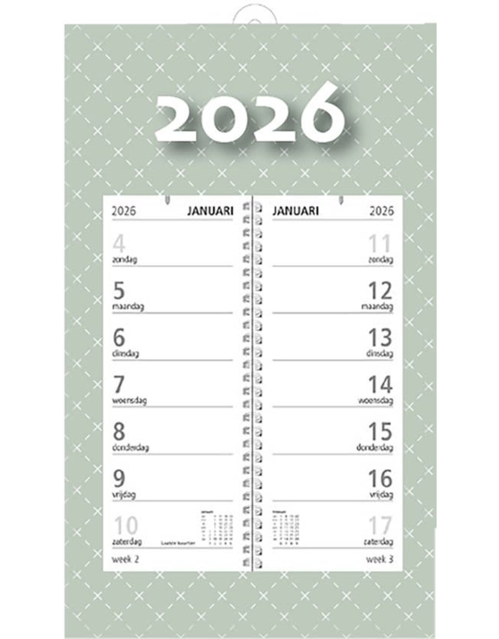 MGP CARDS MGPcards - Omlegweekkalender 2026  - 21 x 34 cm - Grijs groen