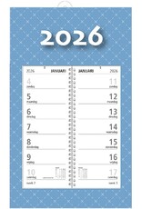 MGP CARDS MGPcards - Omlegweekkalender 2026 - 21 x 34 cm - Licht blauw