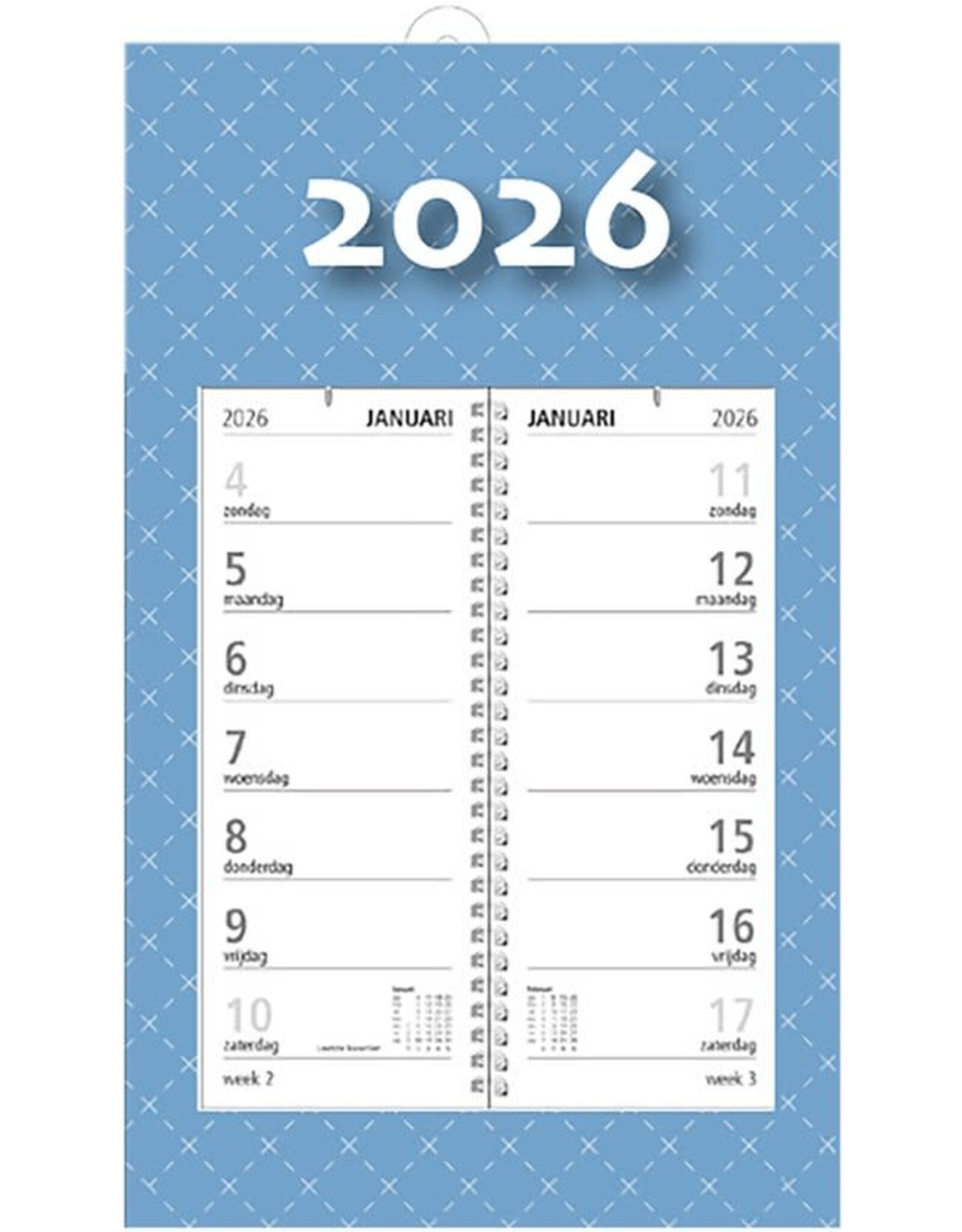 MGP CARDS MGPcards - Omlegweekkalender 2026 - 21 x 34 cm - Licht blauw
