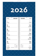 MGPcards - Omlegweekkalender 2026 - 21 x 34 cm - Donker blauw
