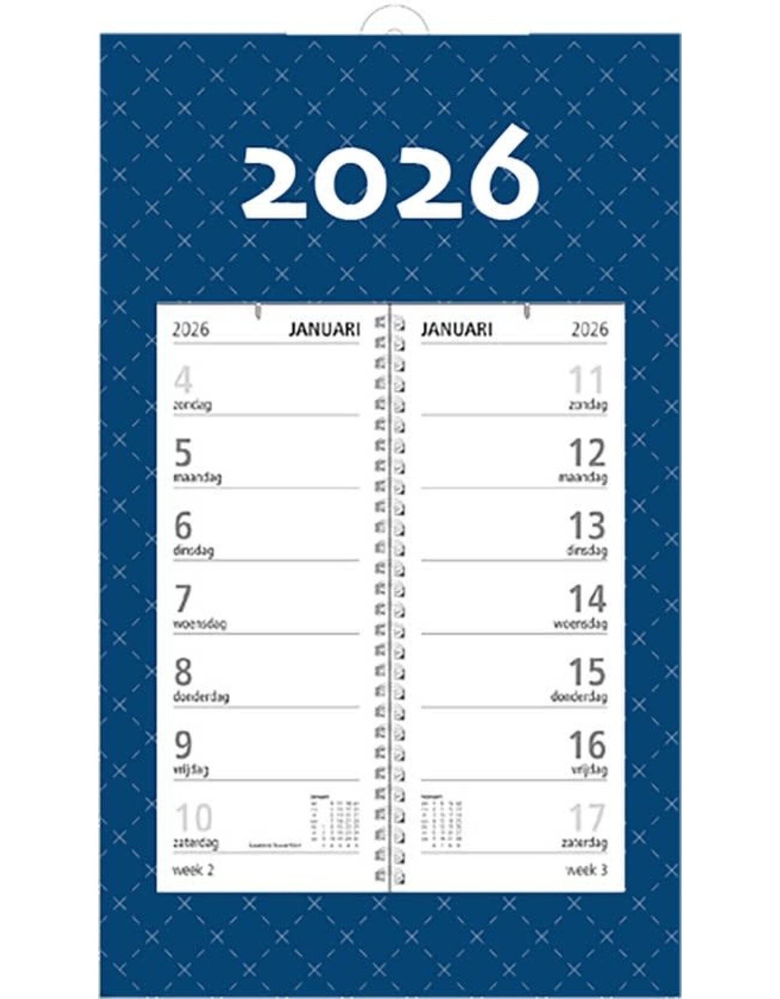 MGPcards - Omlegweekkalender 2026 - 21 x 34 cm - Donker blauw