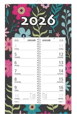 MGP CARDS MGPcards - Omlegweekkalender 2026 - 21 x 34 cm - Flowers - Zwart