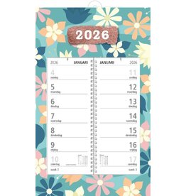 MGP CARDS MGPcards - Omlegweekkalender 2026  - 21 x 34 cm - Bloemen - Blauw