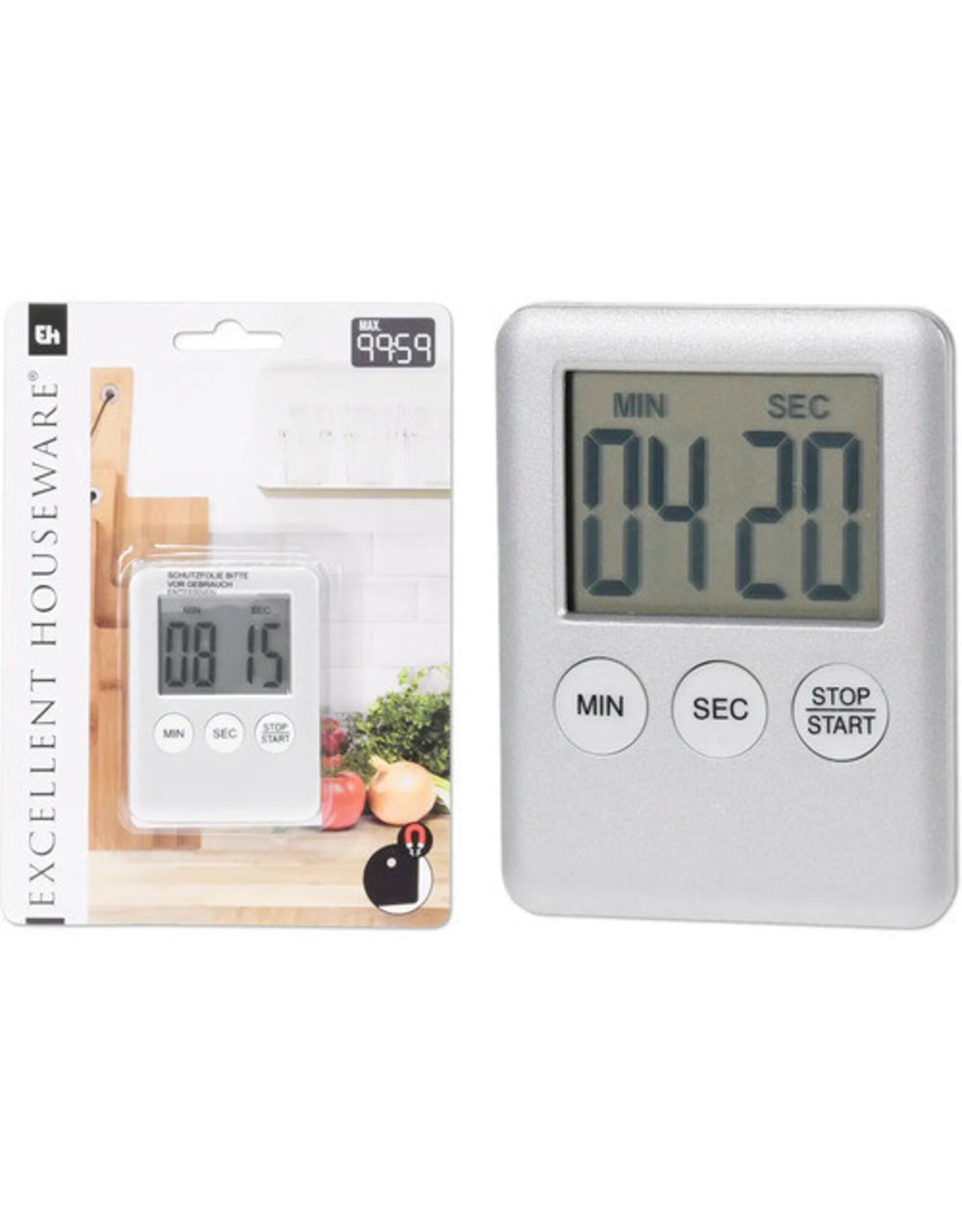 EXCELLENT HOUSEWARE Kookwekker zilver 5,5x7 cm