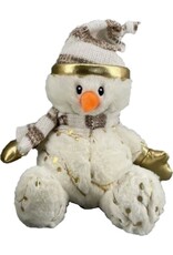 Pluche knuffel sneeuwpop 23 cm met muts en sjaal  Kerstknuffels