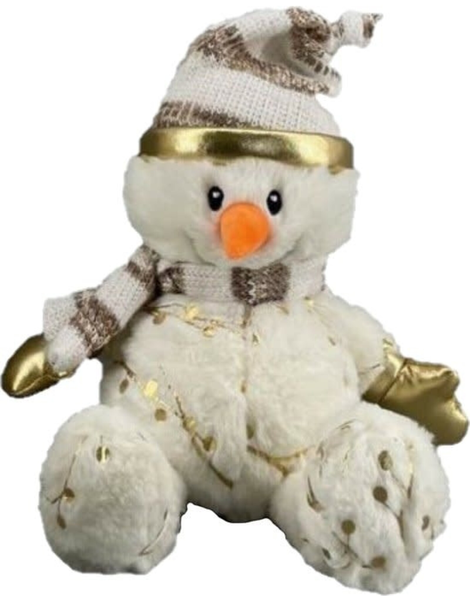 Pluche knuffel sneeuwpop 23 cm met muts en sjaal  Kerstknuffels