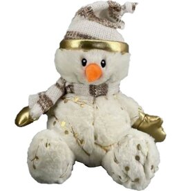 Pluche knuffel sneeuwpop 23 cm met muts en sjaal  Kerstknuffels