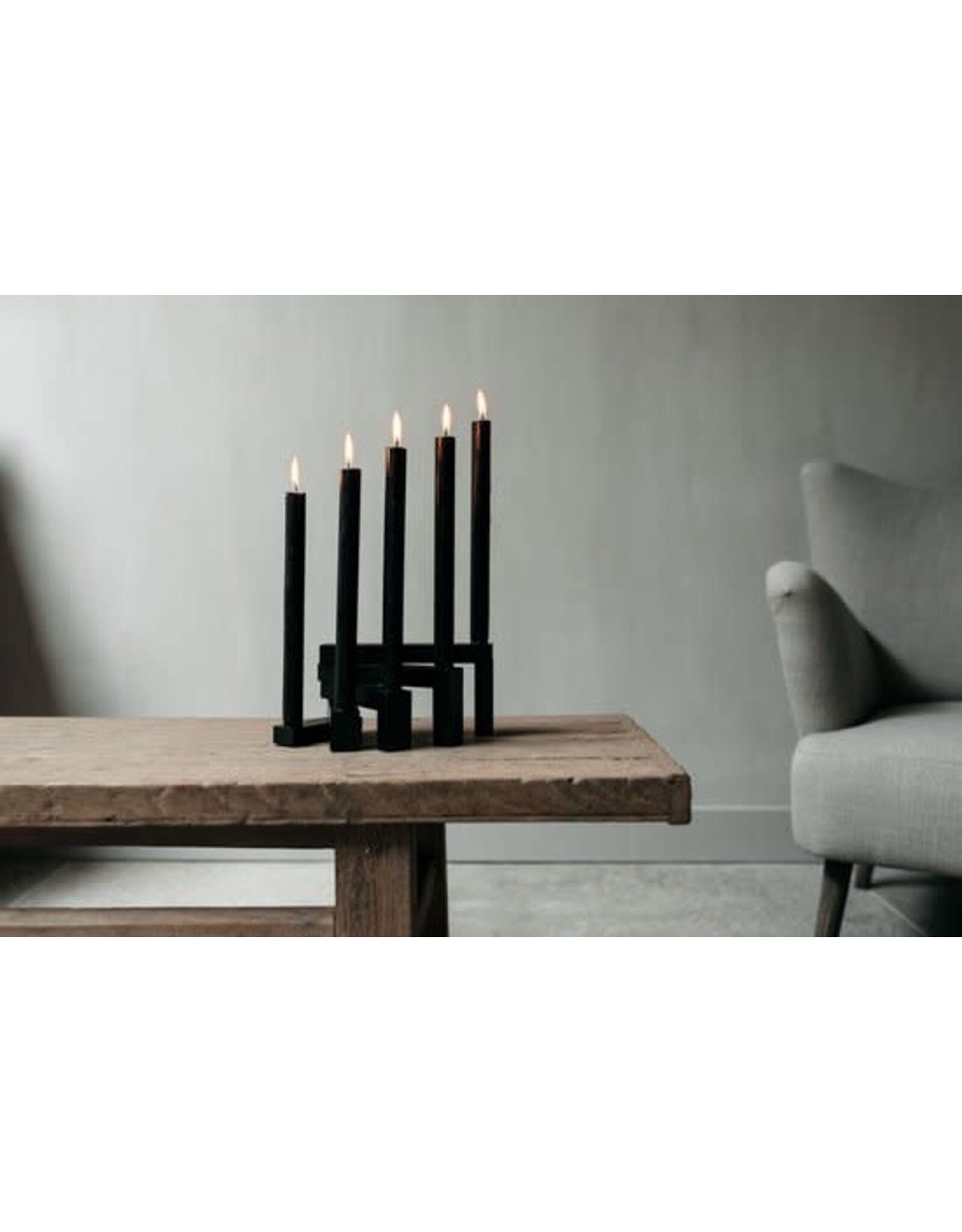 leeff Leeff - Candle Holder - 'Coen' - Zwart - Kandelaar