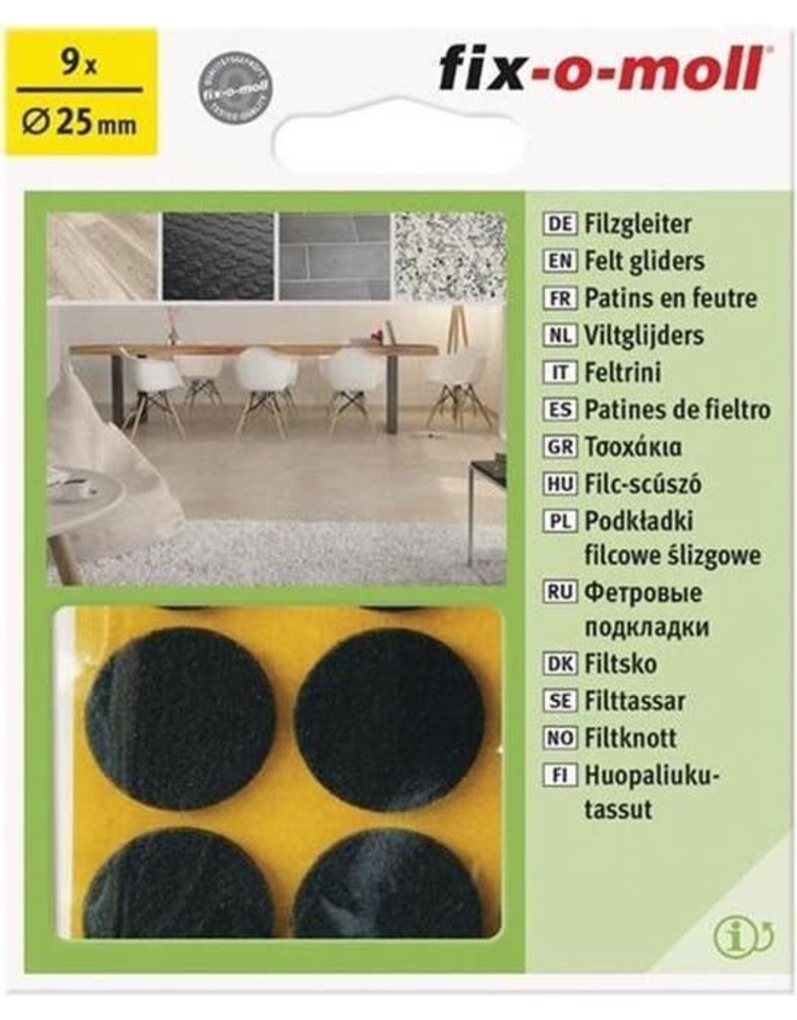 Fix-o-moll viltglijder bruin 9x Ø25mm