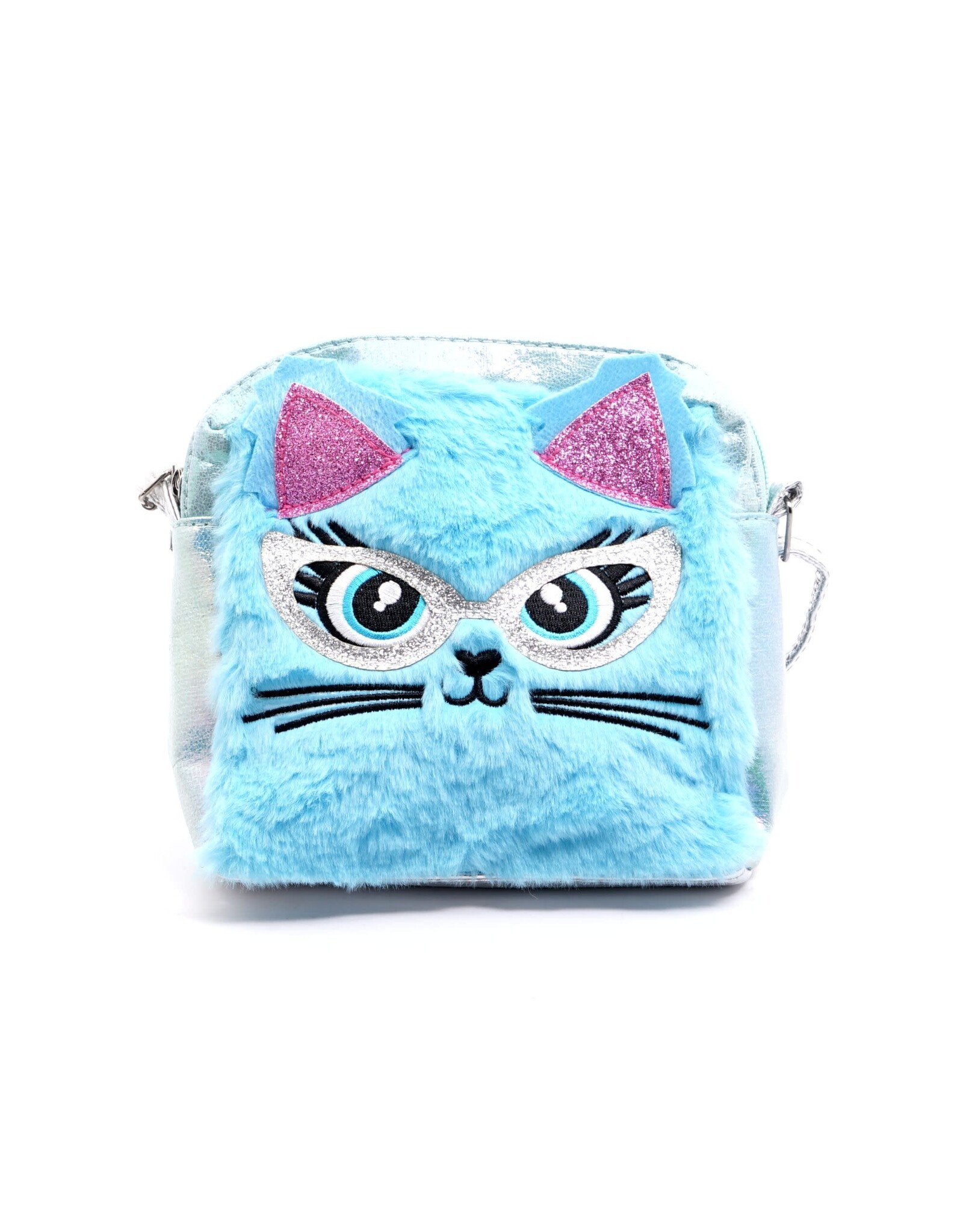 Cute schoudertas kat met bril 20x16