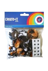 Haza Create-It Pompom Animal Mix en oogjes 60 Stuks