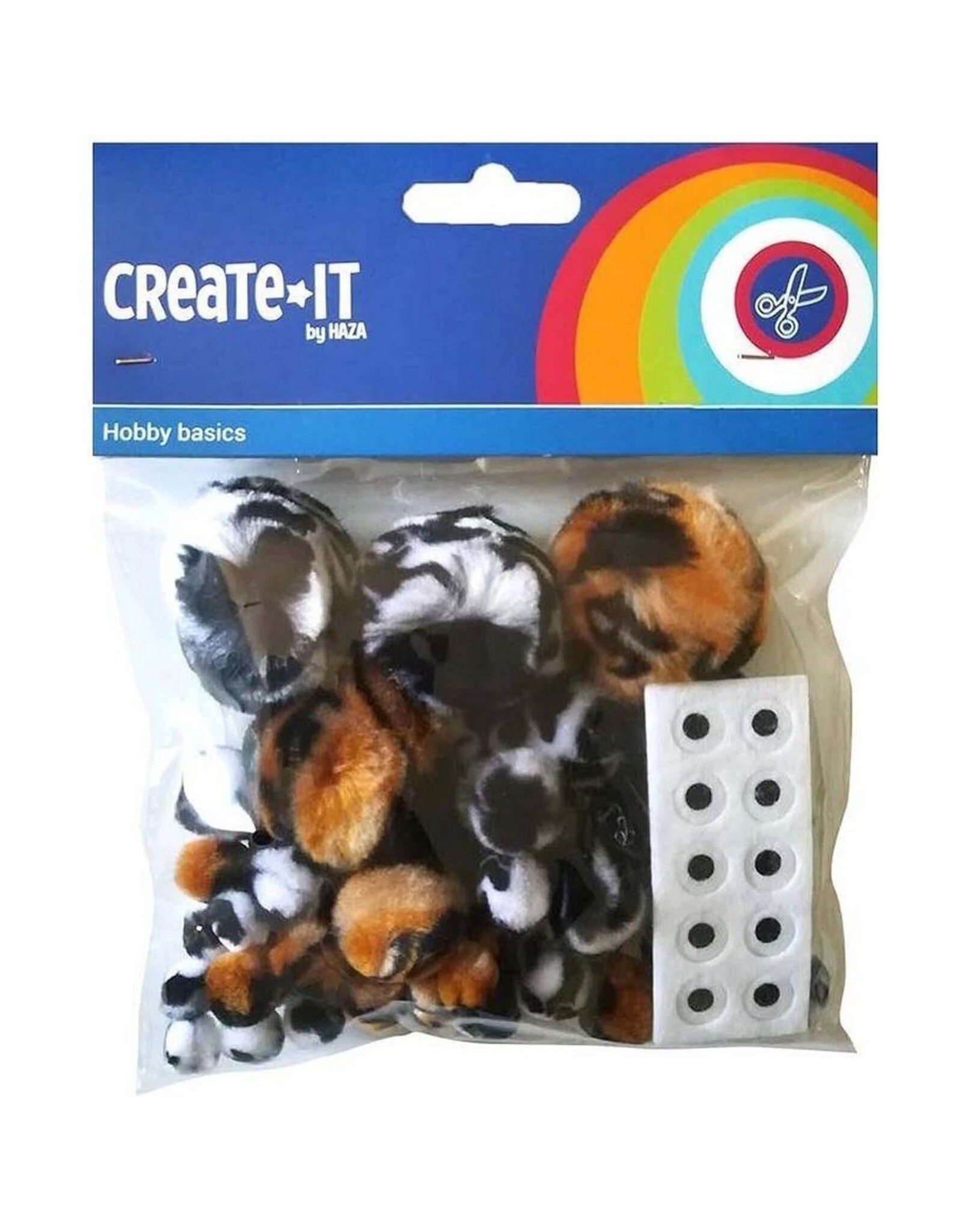 Haza Create-It Pompom Animal Mix en oogjes 60 Stuks