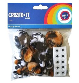 Haza Create-It Pompom Animal Mix en oogjes 60 Stuks