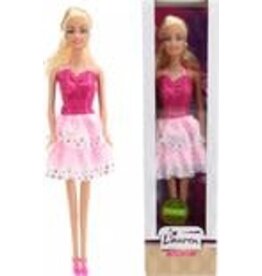 LAUREN Tienerpop 29cm in roze halterjurk