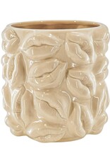 Housevitamin Housevitamin Pot - Planten Pot Lippen - Keramiek - 17,5x17,5x17,5cm Beige