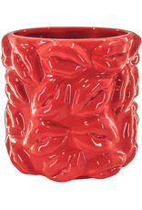 Housevitamin Housevitamin Pot - Planten Pot Lippen - Keramiek - 17,5x17,5x17,5cm Rood