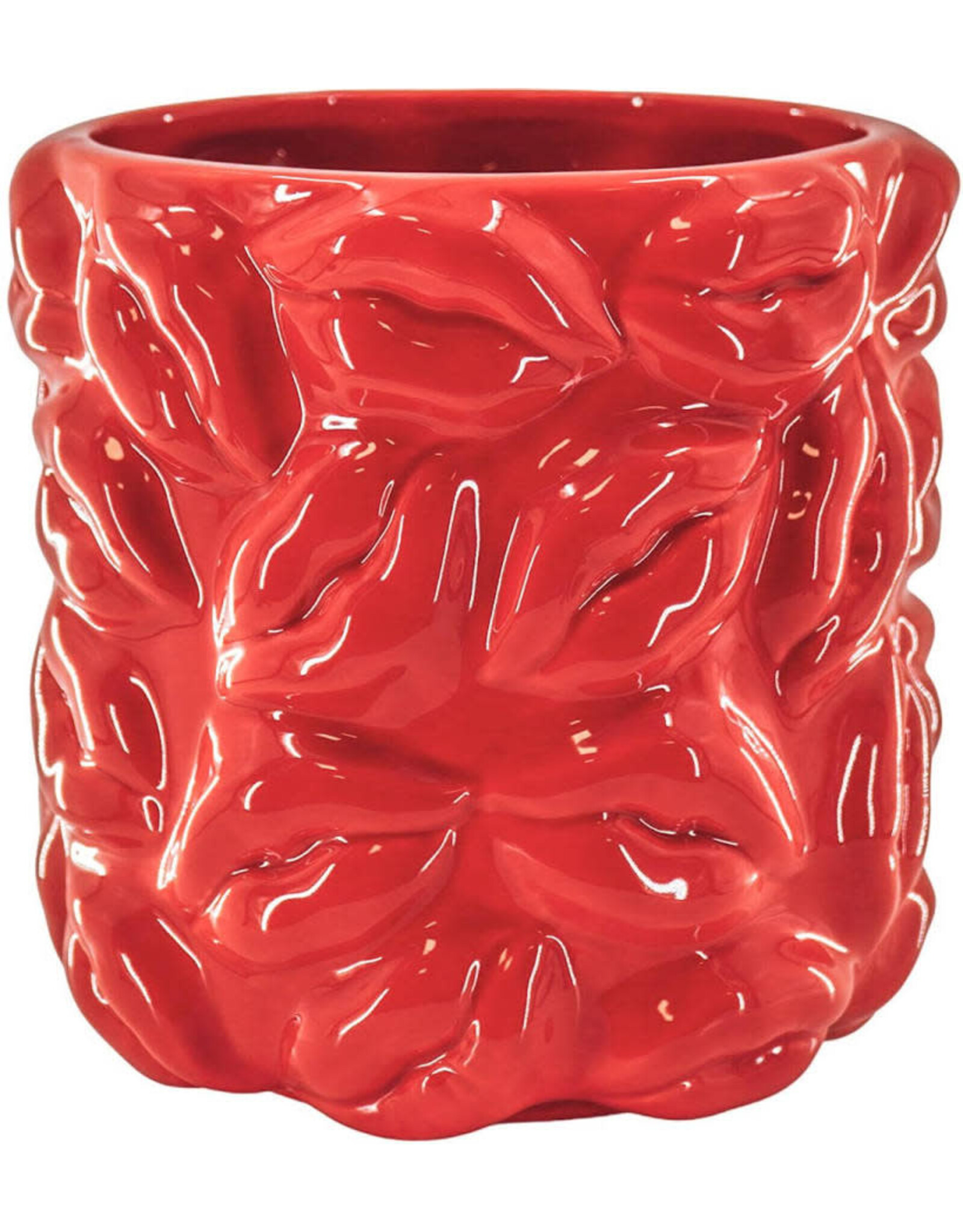Housevitamin Housevitamin Pot - Planten Pot Lippen - Keramiek - 17,5x17,5x17,5cm Rood
