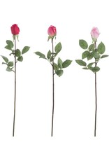J-LINE J-Line bloem Roos Dicht Fresh Touch - kunstbloem 74 cm 3 assorti
