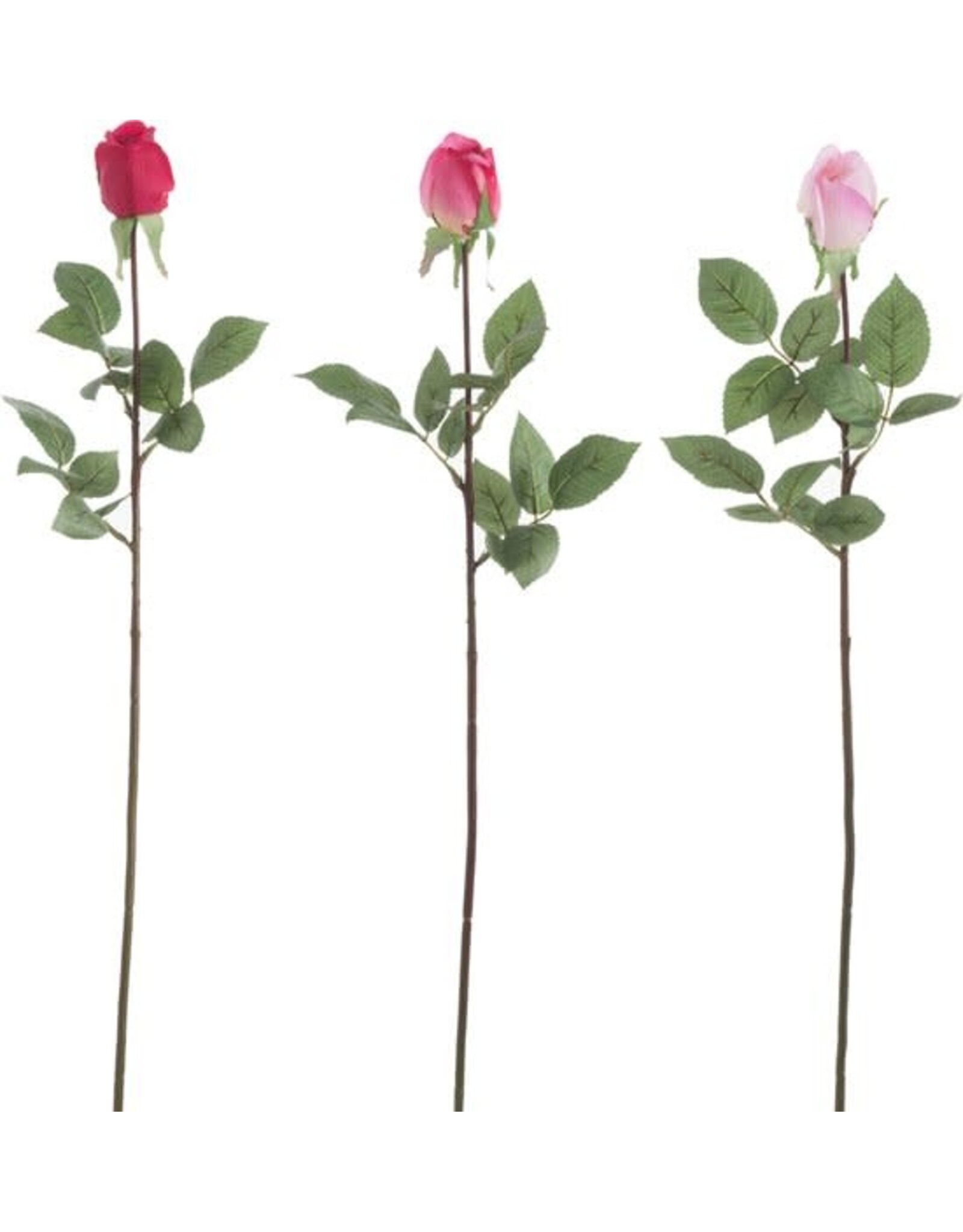 J-LINE J-Line bloem Roos Dicht Fresh Touch - kunstbloem 74 cm 3 assorti