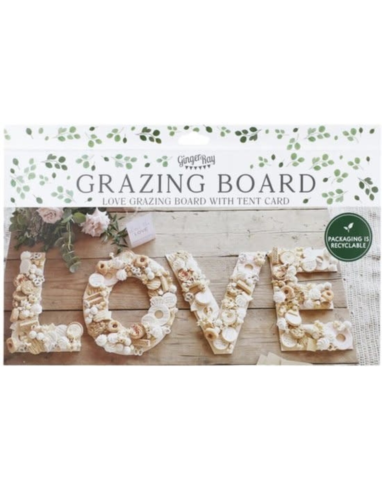 Ginger Ray Love Wit - 41.5 cm/ Hapjesplank Love Wit - 41.5 CM