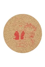 MERKLOOS Glas onderzetters kurk getrouwd stel rood 9,5 cm 4/ set  mr & mrs