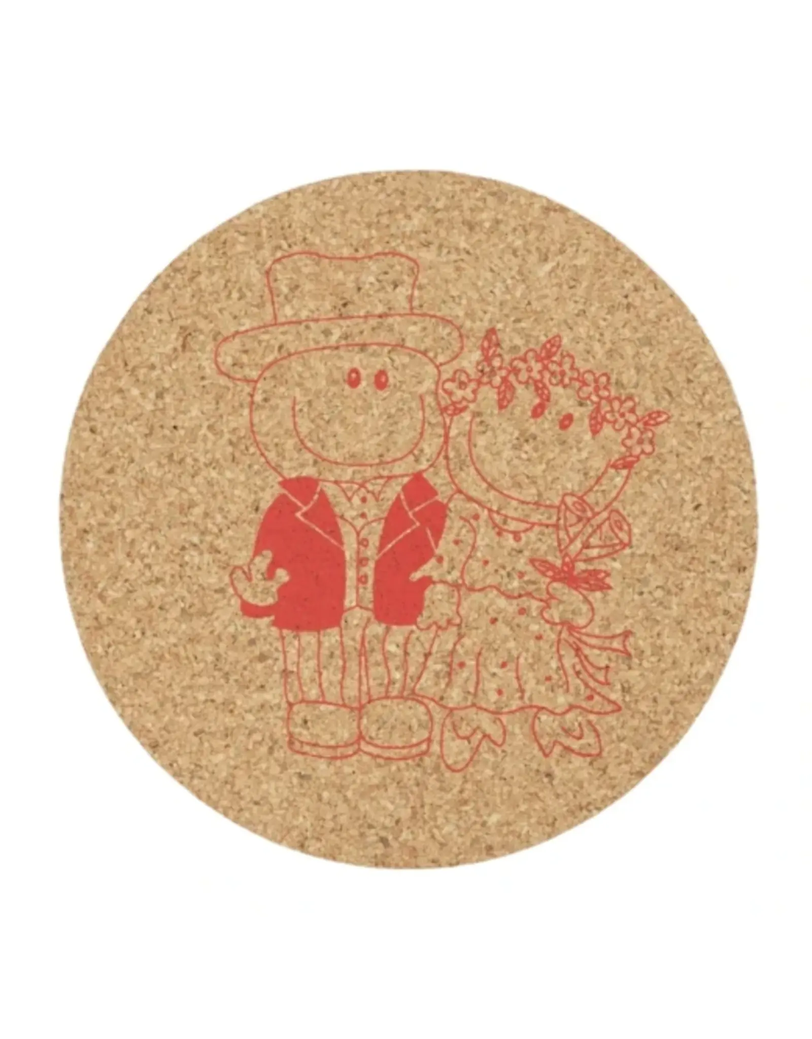 MERKLOOS Glas onderzetters kurk getrouwd stel rood 9,5 cm 4/ set  mr & mrs