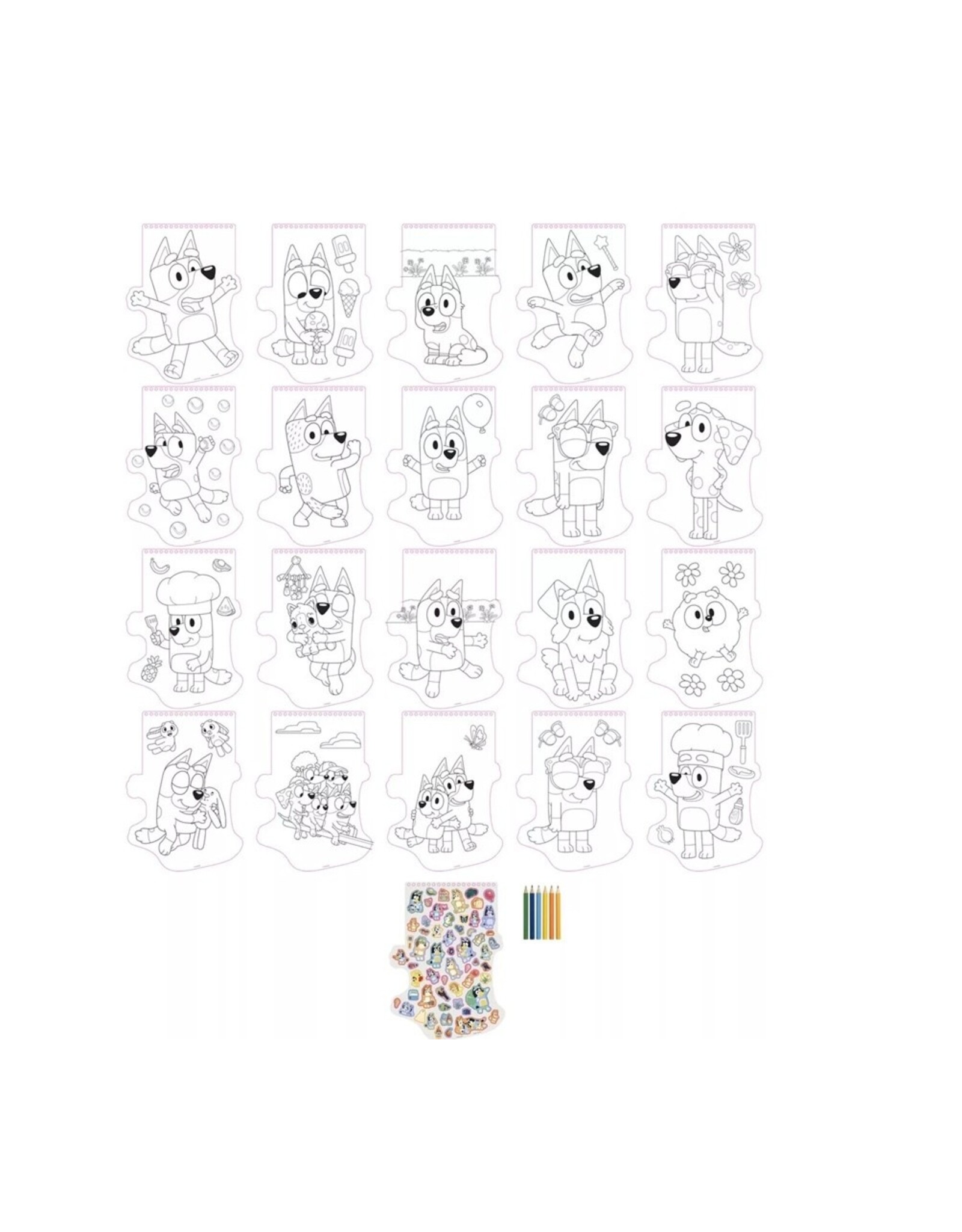 Bluey Bluey kleurblok 2D pagina's met 6 potloden