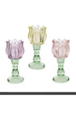Productspecificaties Merk Decoris	Kleur verschillende	Materiaal glas Productomschrijving Theelichthouder glas tulp H16cm