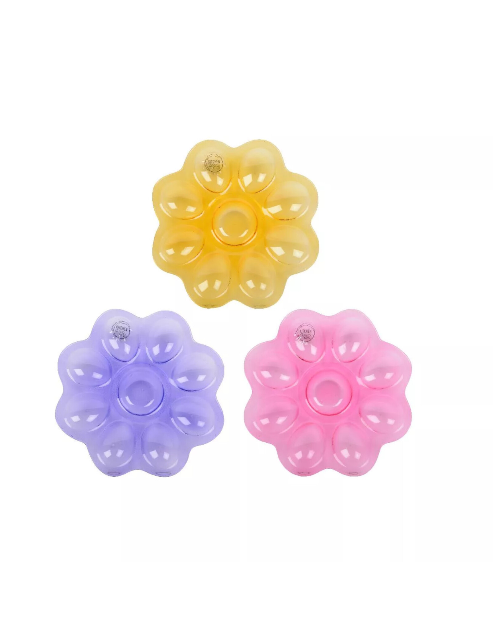 KITCHEN GOODS & MORE Eierschaal bloem glas Ø20,7xH2cm