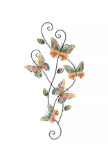 anna`s collection Wanddeco vlinders met bloemen35x1,5x68cm