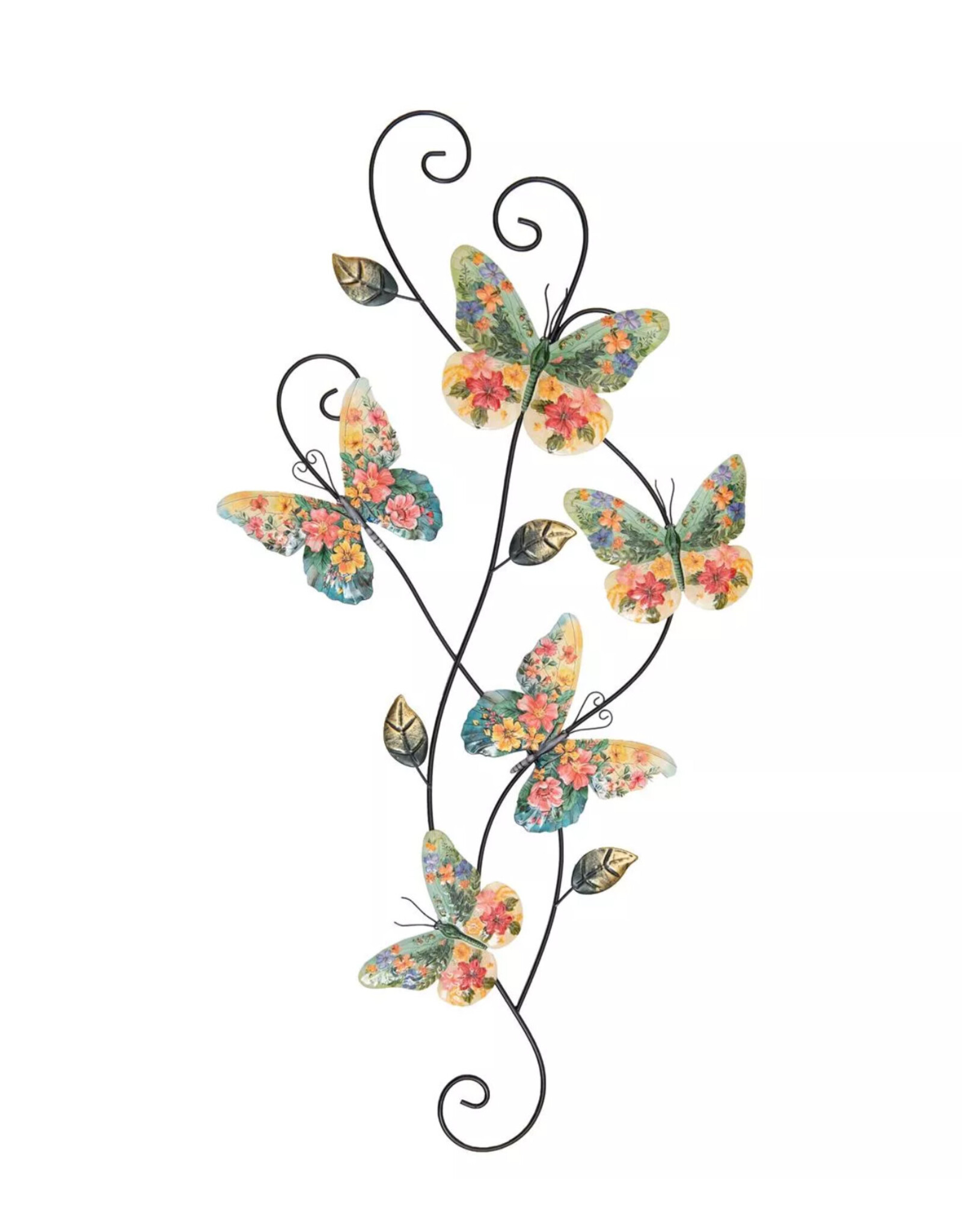 anna`s collection Wanddeco vlinders met bloemen35x1,5x68cm