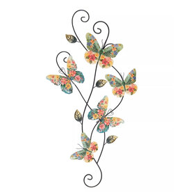 anna`s collection Wanddeco vlinders met bloemen35x1,5x68cm