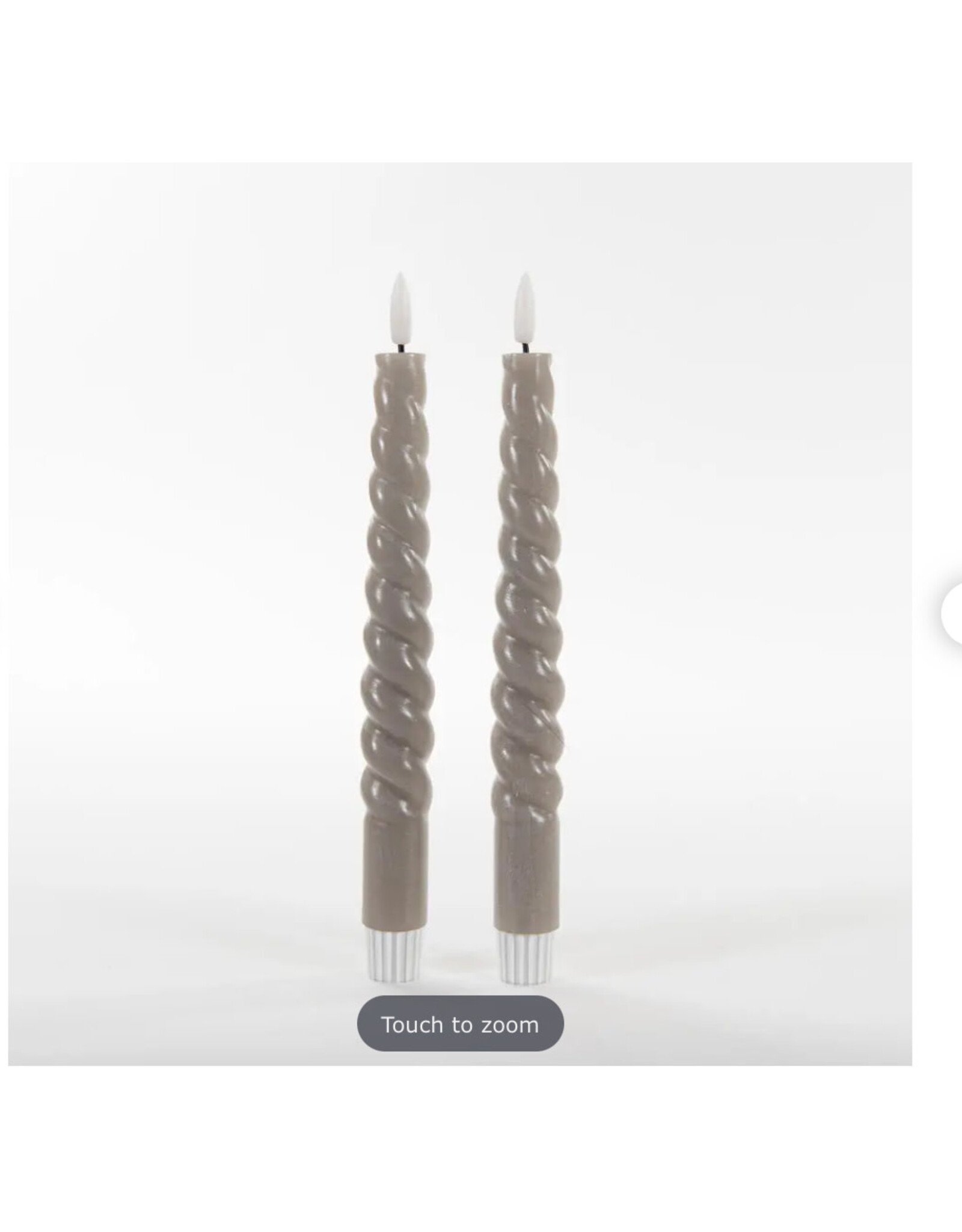 anna`s collection Anna Collection LED swirl dinerkaarsen - 2x st - taupe grijs - 23 cm