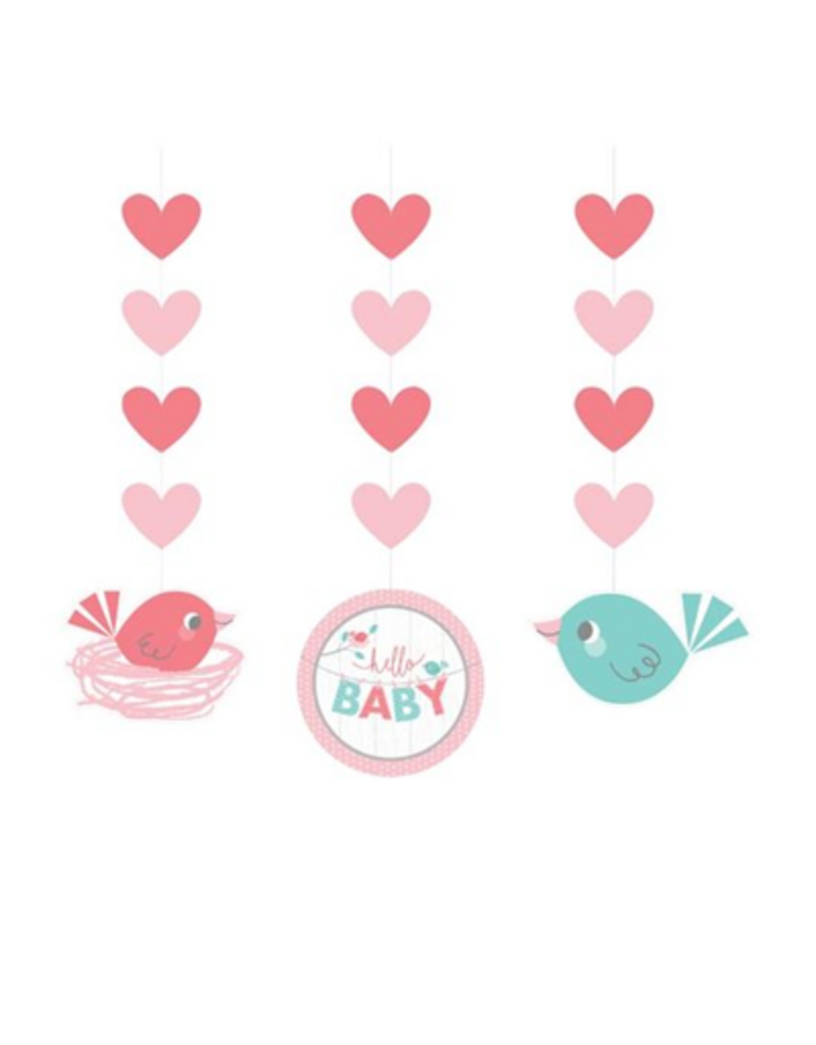 HANG DECORATIE HELLO BABY GIRL 3 STUKS