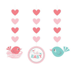 HANG DECORATIE HELLO BABY GIRL 3 STUKS