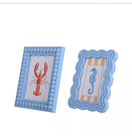 Schilderijtje blauw hout 2x14x19cm