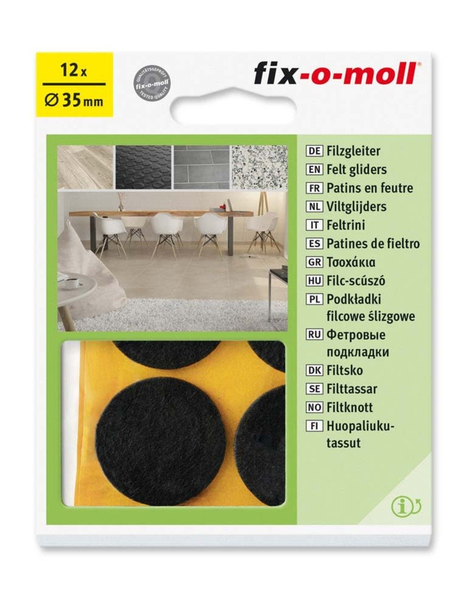 fix-o-moll Filzgleiter rund 35mm Big Pack braun fix-o-moll