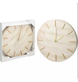 Klok mdf marmer look Ø30cm beige/goud