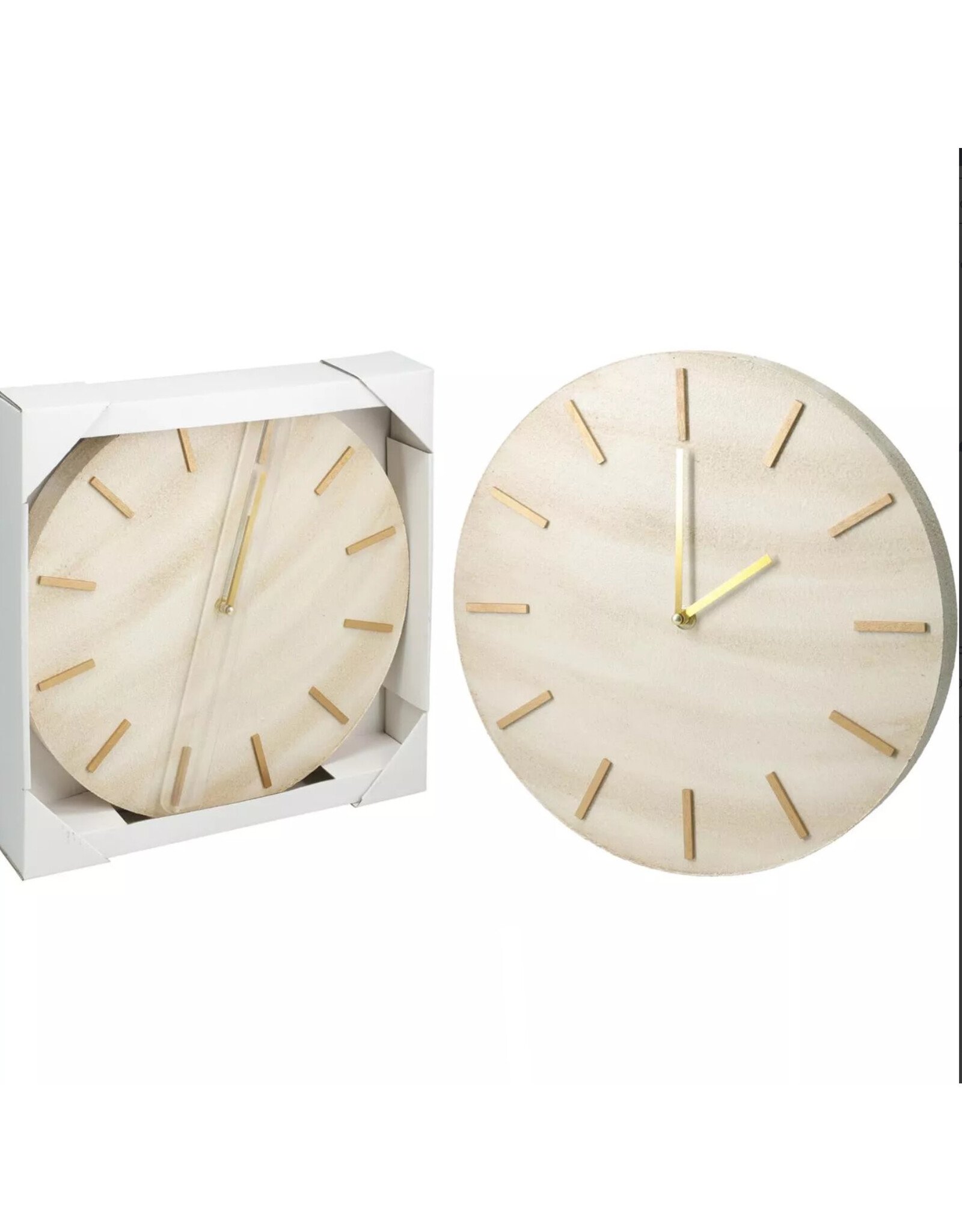 Klok mdf marmer look Ø30cm beige/goud